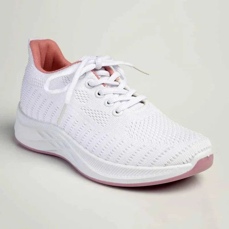 Alessio Fly Knit Lace Up Sneaker  - White