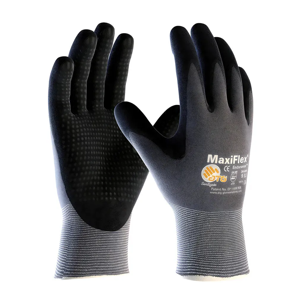 ATG 34-844/XS Seamless Knit Nylon Glove with Nitrile Coated MicroFoam Grip on Palm & Fingers - Micro Dot Palm - Touchscreen Compatible