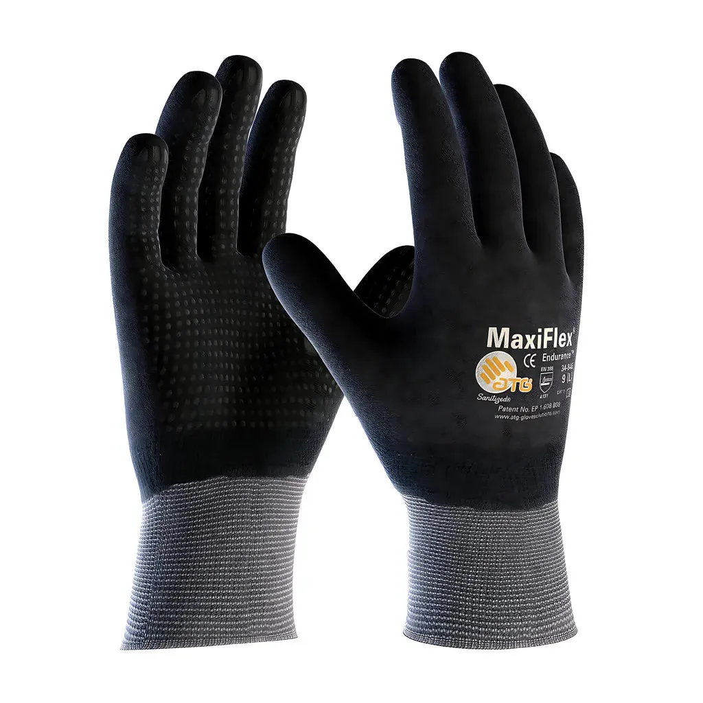 ATG 34-846/M Seamless Knit Nylon Glove with Nitrile Coated MicroFoam Grip on Full Hand - Micro Dot Palm - Touchscreen Compatible