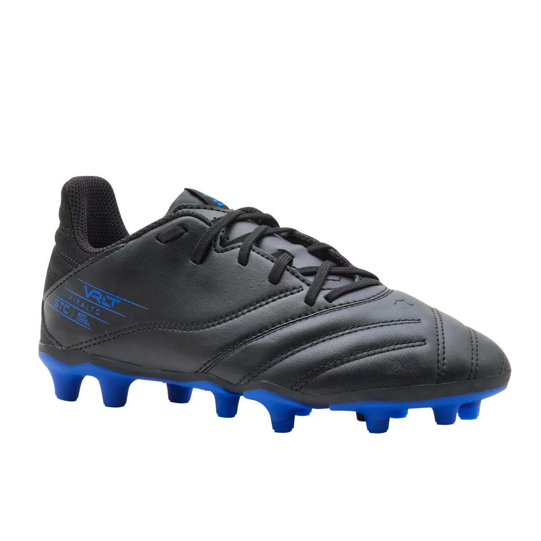 Kipsta Viralto II FG Kid's Soccer Boots Leather - Dry Ground - Laced - Black/Lightning