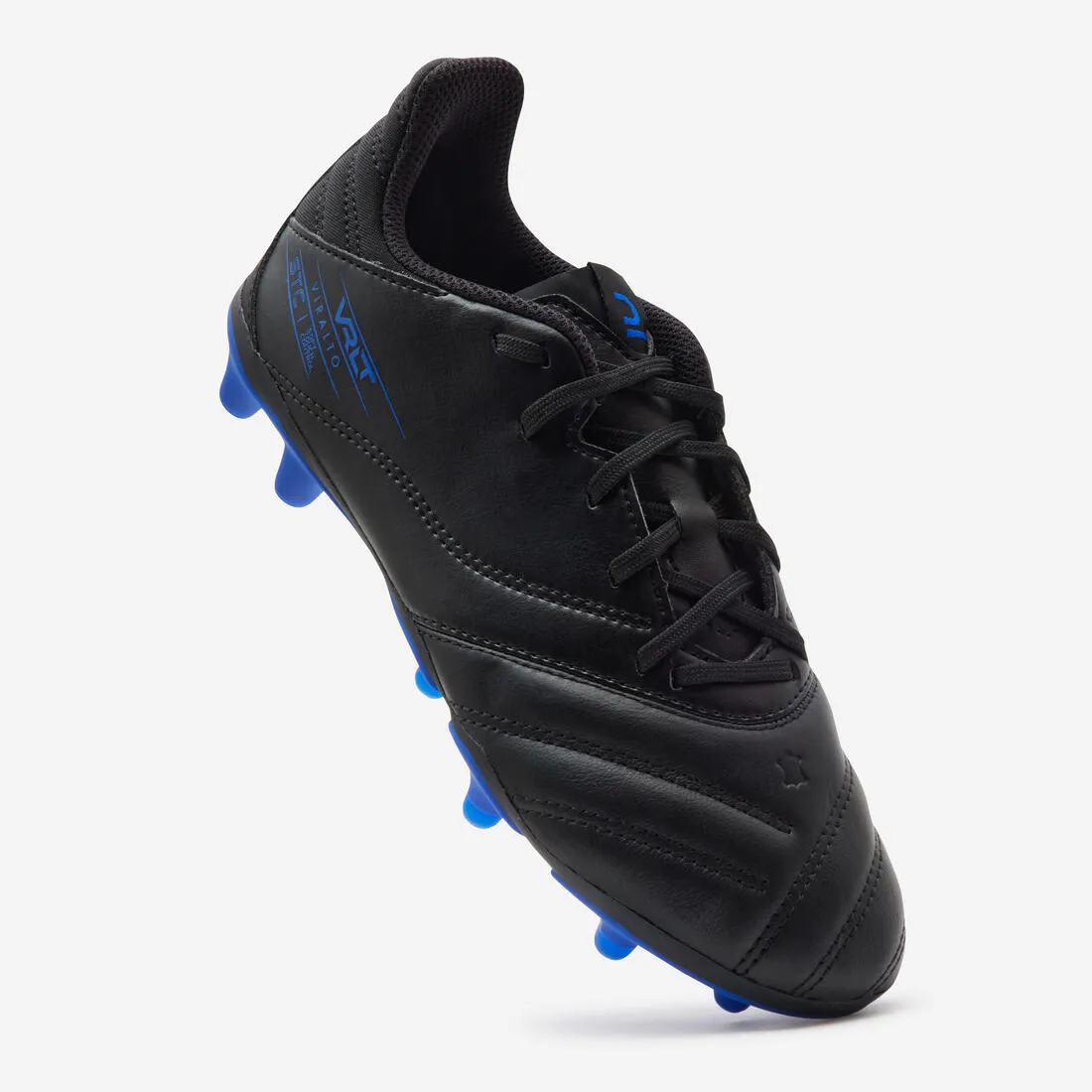 Kipsta Viralto II FG Kid's Soccer Boots Leather - Dry Ground - Laced - Black/Lightning