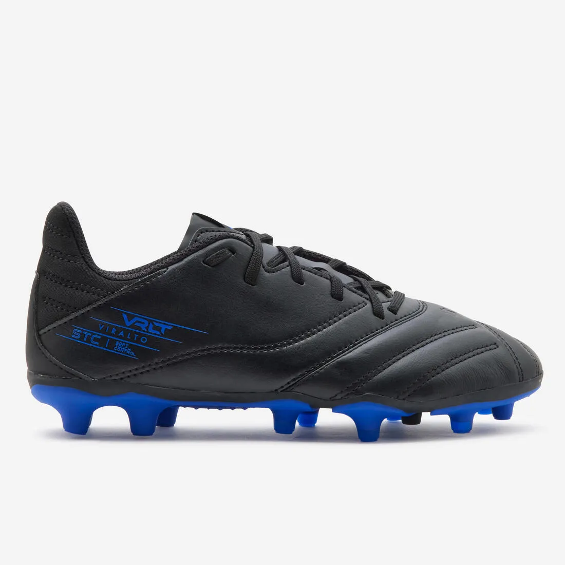 Kipsta Viralto II FG Kid's Soccer Boots Leather - Dry Ground - Laced - Black/Lightning
