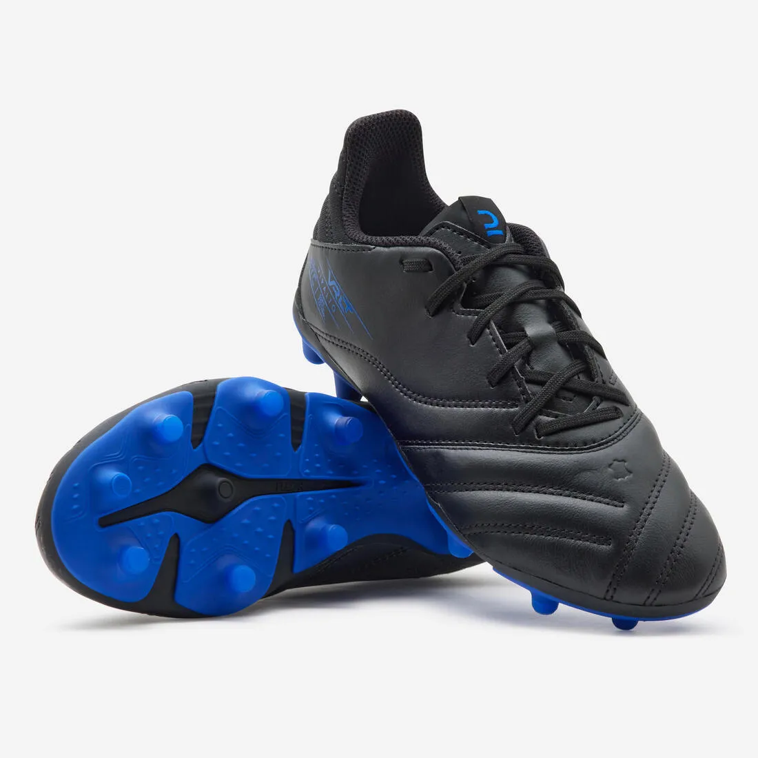 Kipsta Viralto II FG Kid's Soccer Boots Leather - Dry Ground - Laced - Black/Lightning
