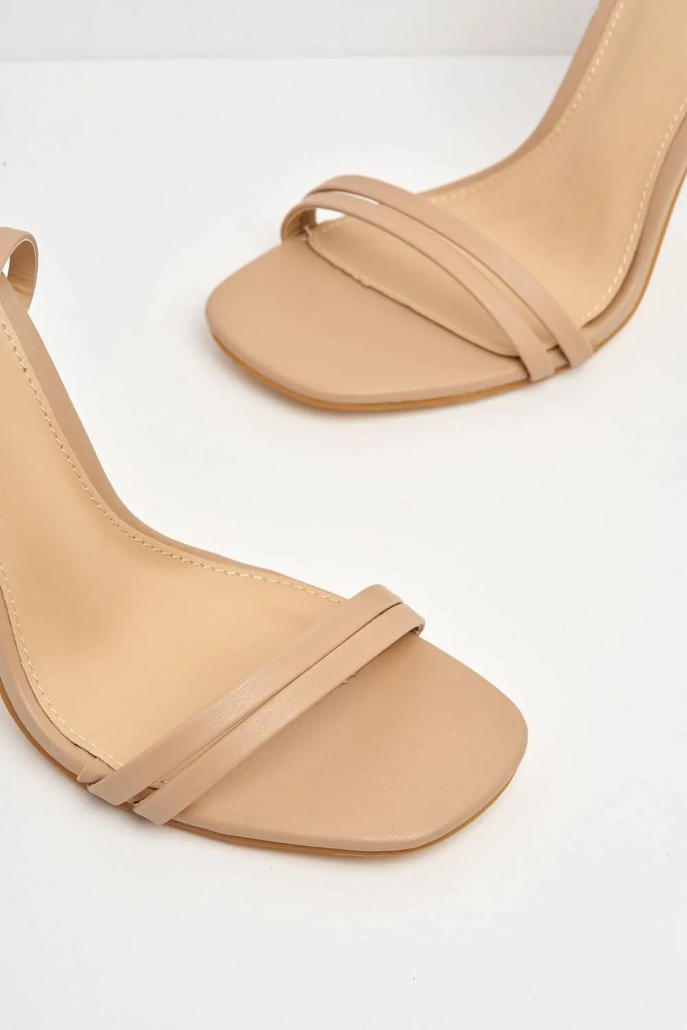 McKenna 2 Strap Crossover Heeled Sandal in Nude