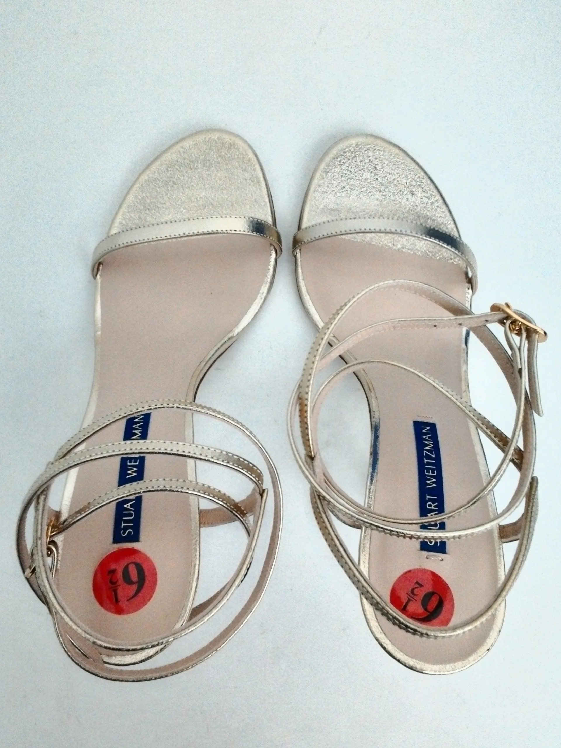 Stuart Weitzman Women's Merinda Gold Heeled Sandals Size 6.5 & 9