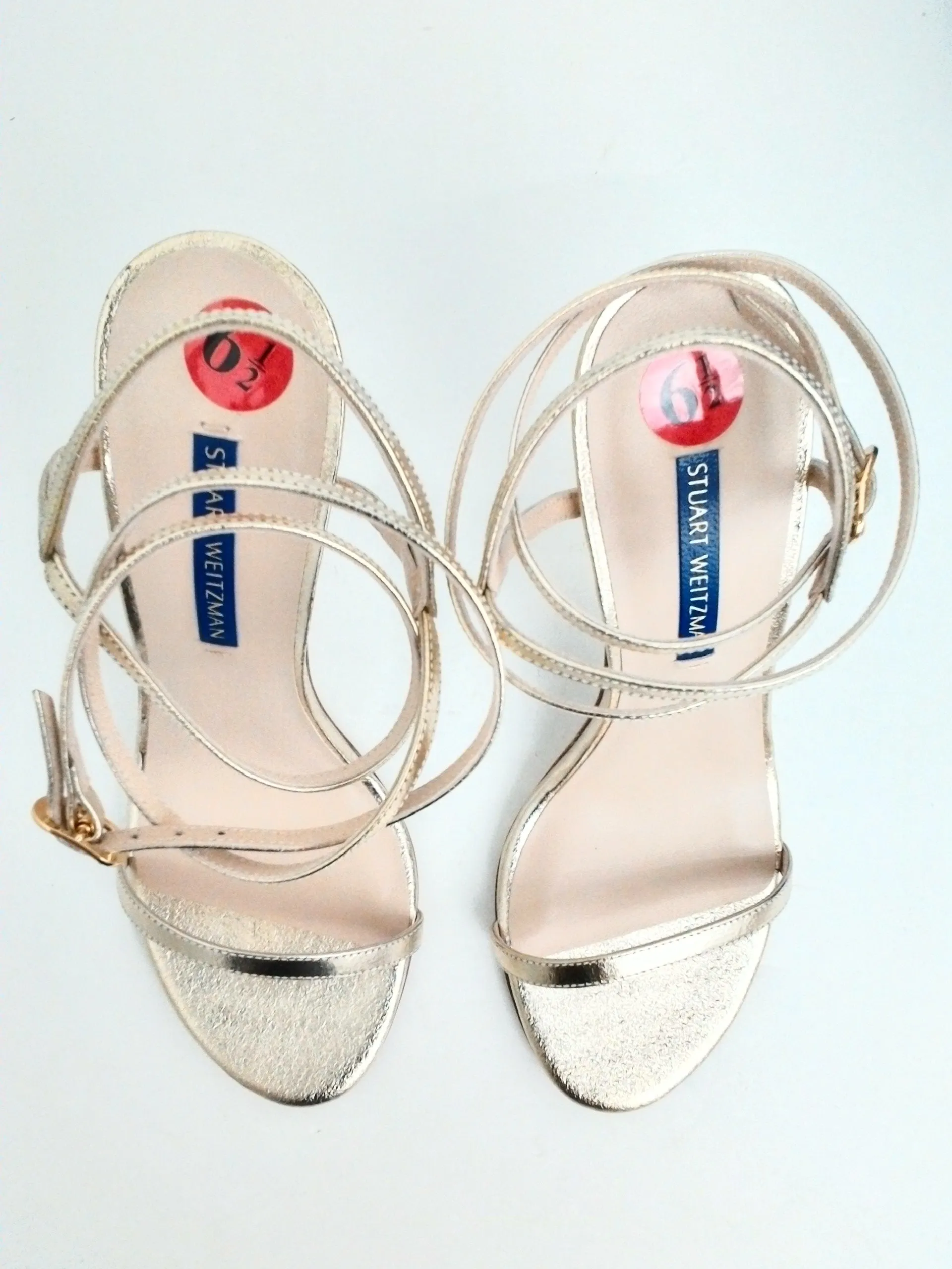 Stuart Weitzman Women's Merinda Gold Heeled Sandals Size 6.5 & 9