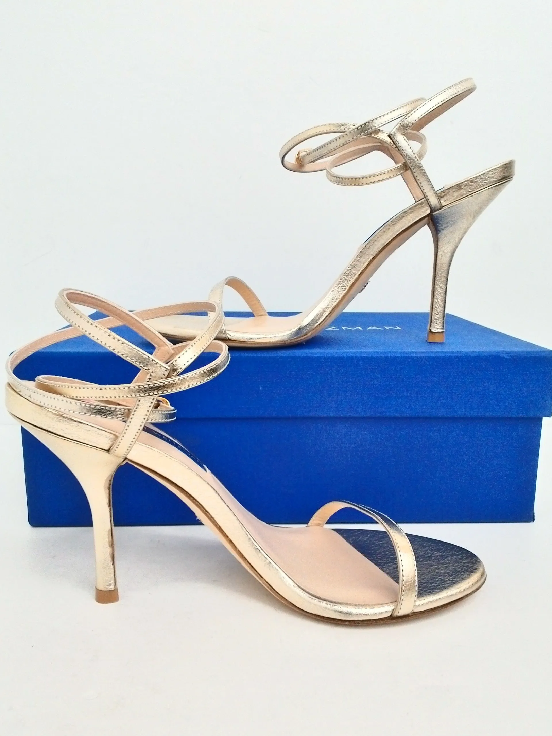 Stuart Weitzman Women's Merinda Gold Heeled Sandals Size 6.5 & 9