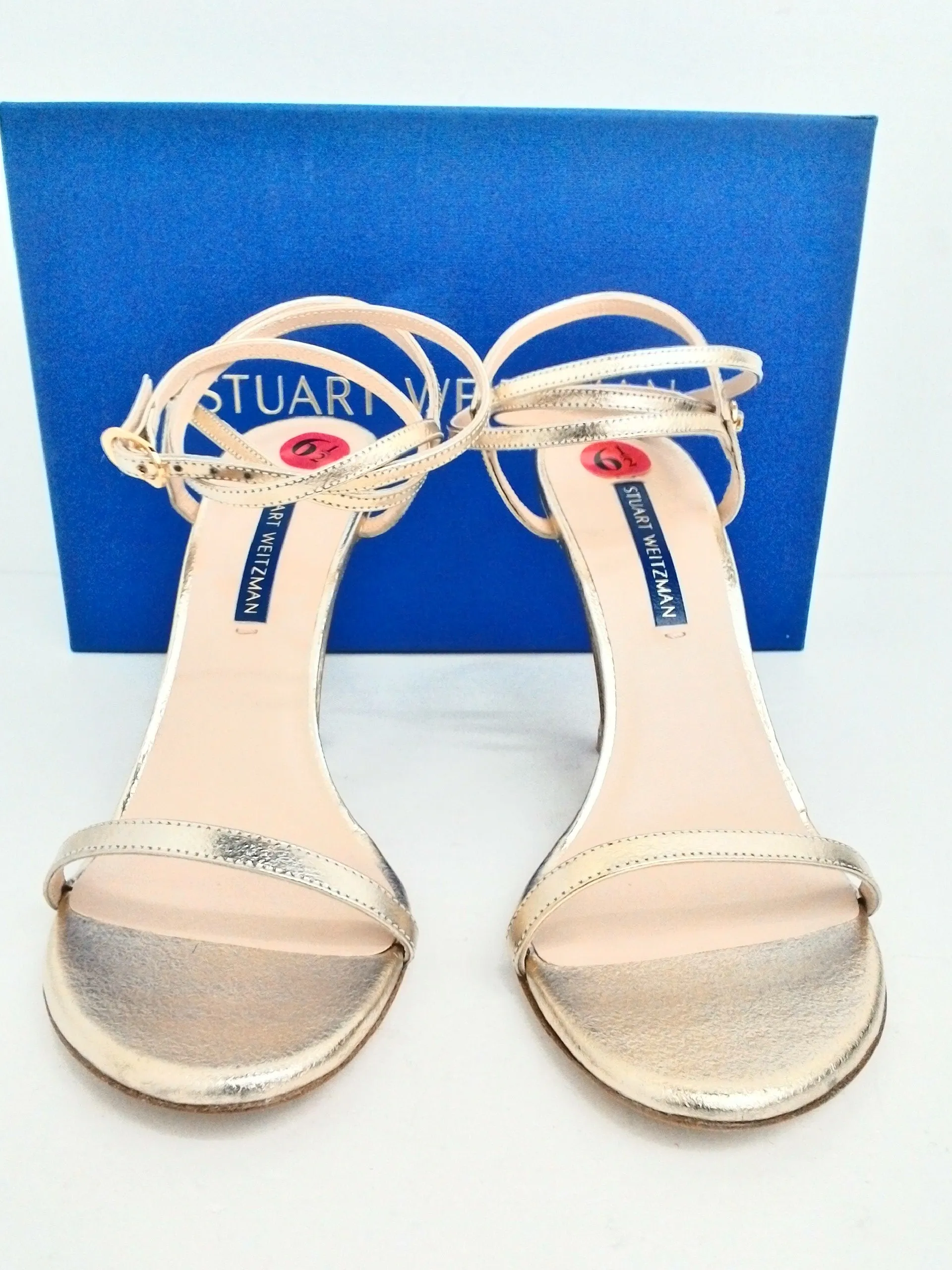 Stuart Weitzman Women's Merinda Gold Heeled Sandals Size 6.5 & 9