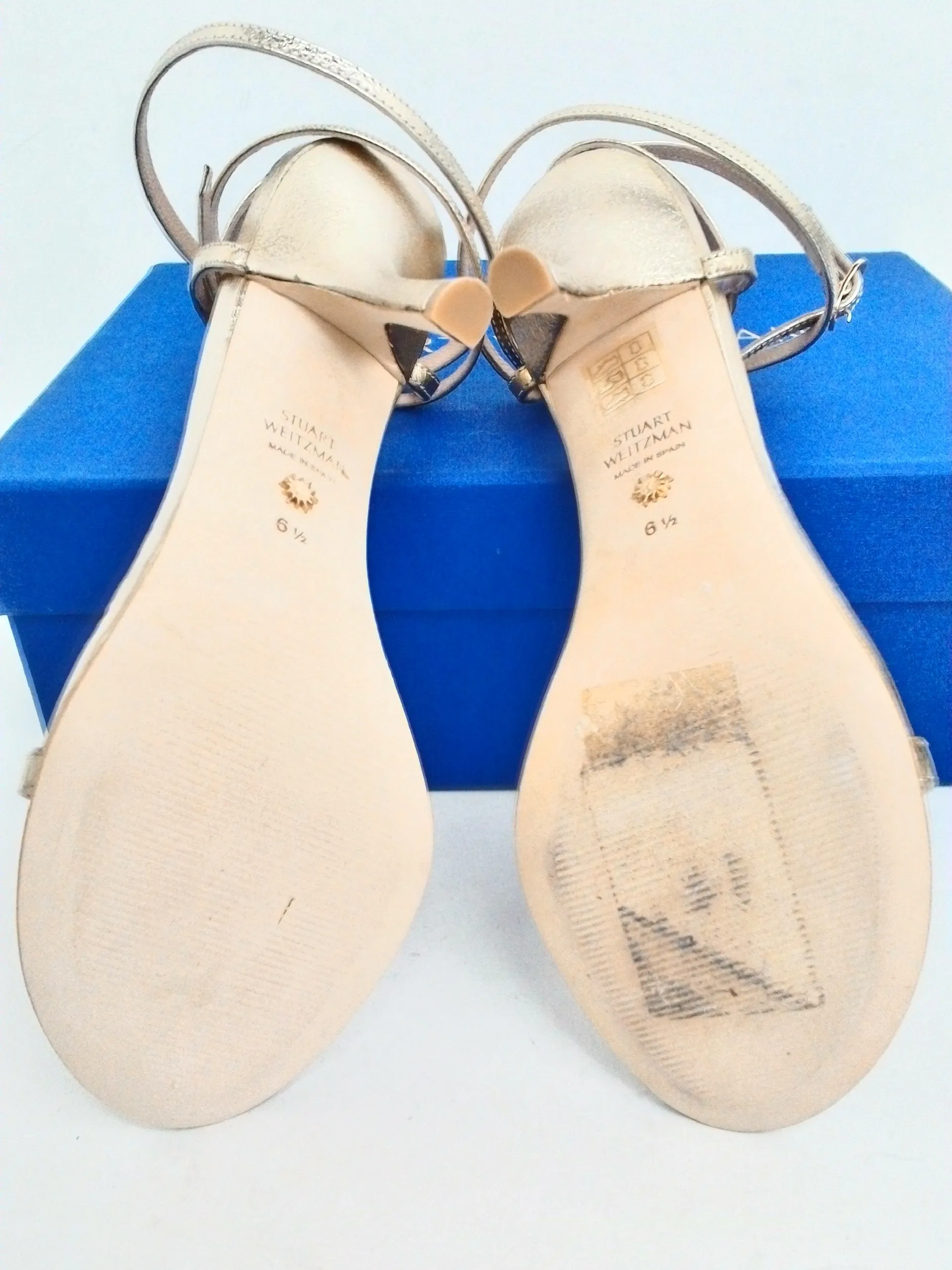 Stuart Weitzman Women's Merinda Gold Heeled Sandals Size 6.5 & 9