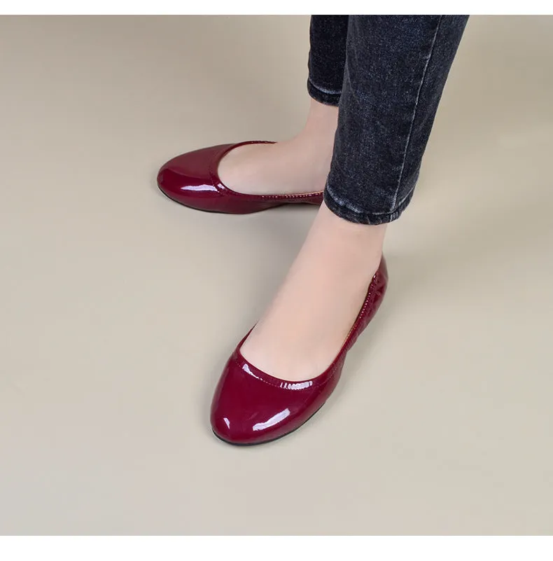 Women's PU patent leather ballet flats | Comfy walk daily casual shoes