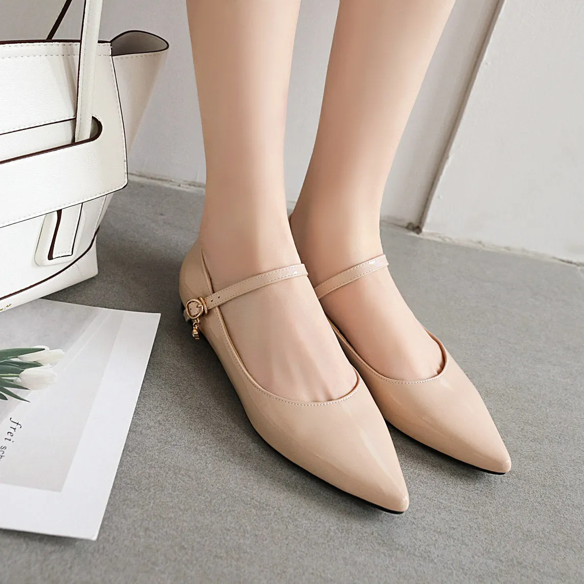 Women's PU patent leather marry jane loafers shoes spring summer work shoes