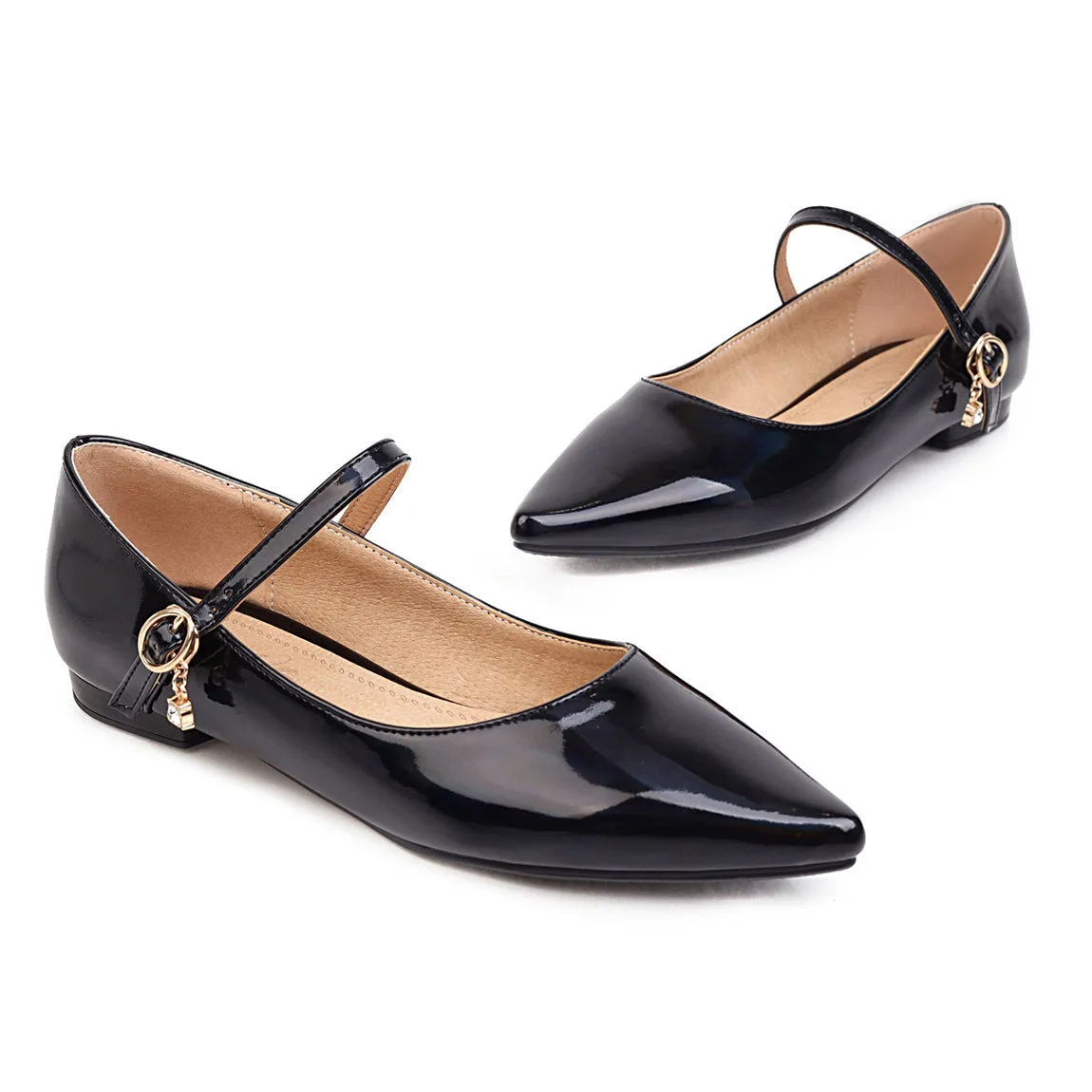 Women's PU patent leather marry jane loafers shoes spring summer work shoes