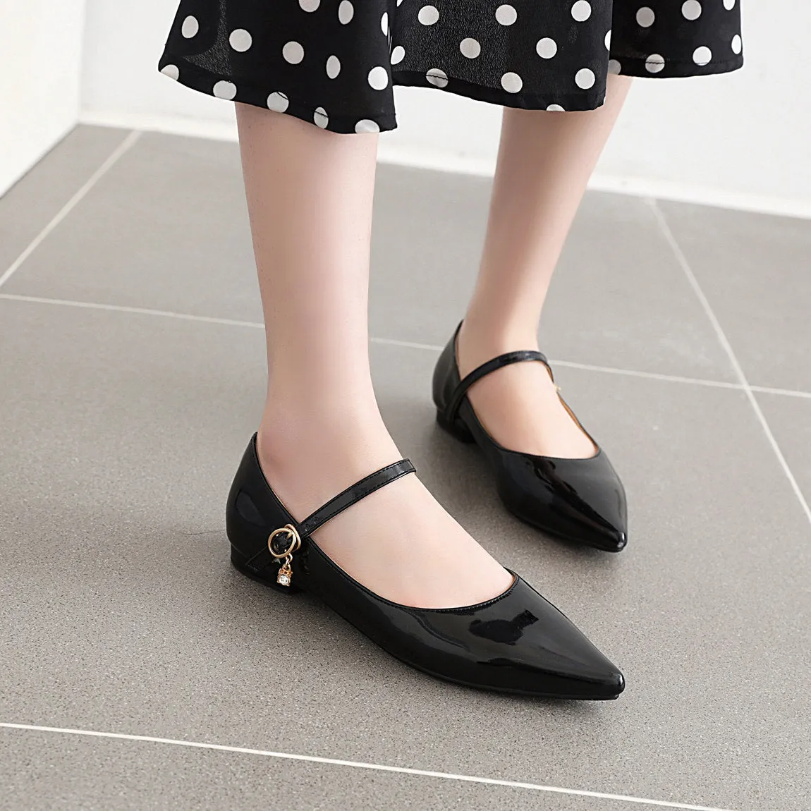 Women's PU patent leather marry jane loafers shoes spring summer work shoes