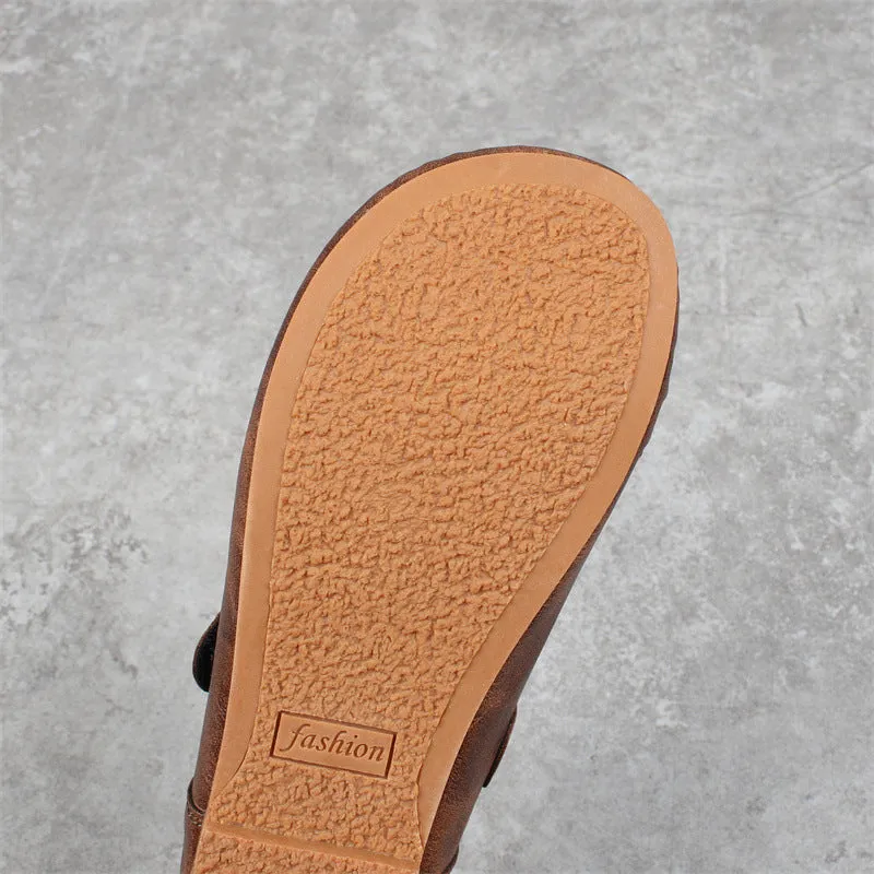 Women's Round Toe Woven Style Velcro Flats Shoes